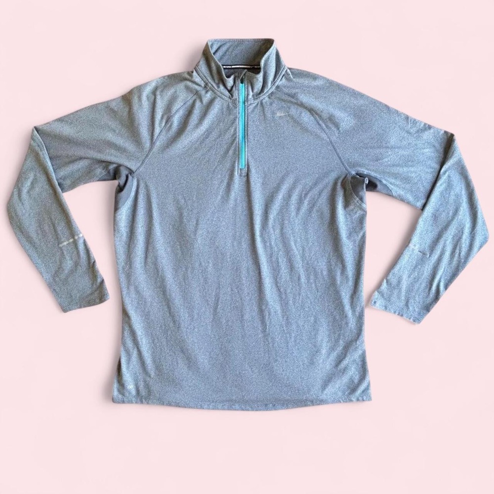 Nike Dri-FIT Men's Gray Half Zip Long Sleeve Running Pullover Top Size L